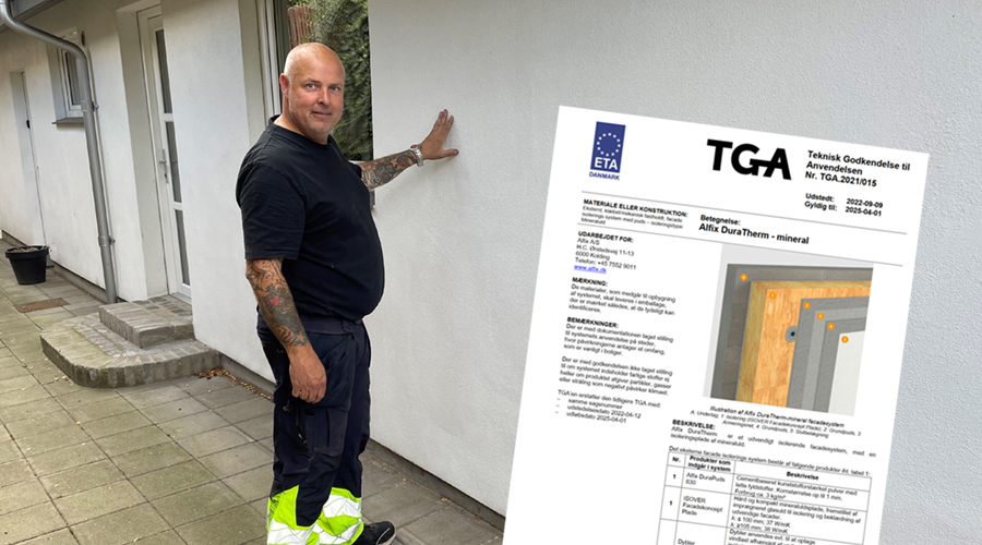 Ny dansk TGA-godkjenning for fasadeisolering med puss